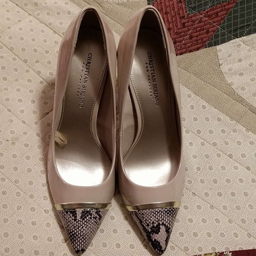 Cream & snakeskin toe Christian Siriano heels